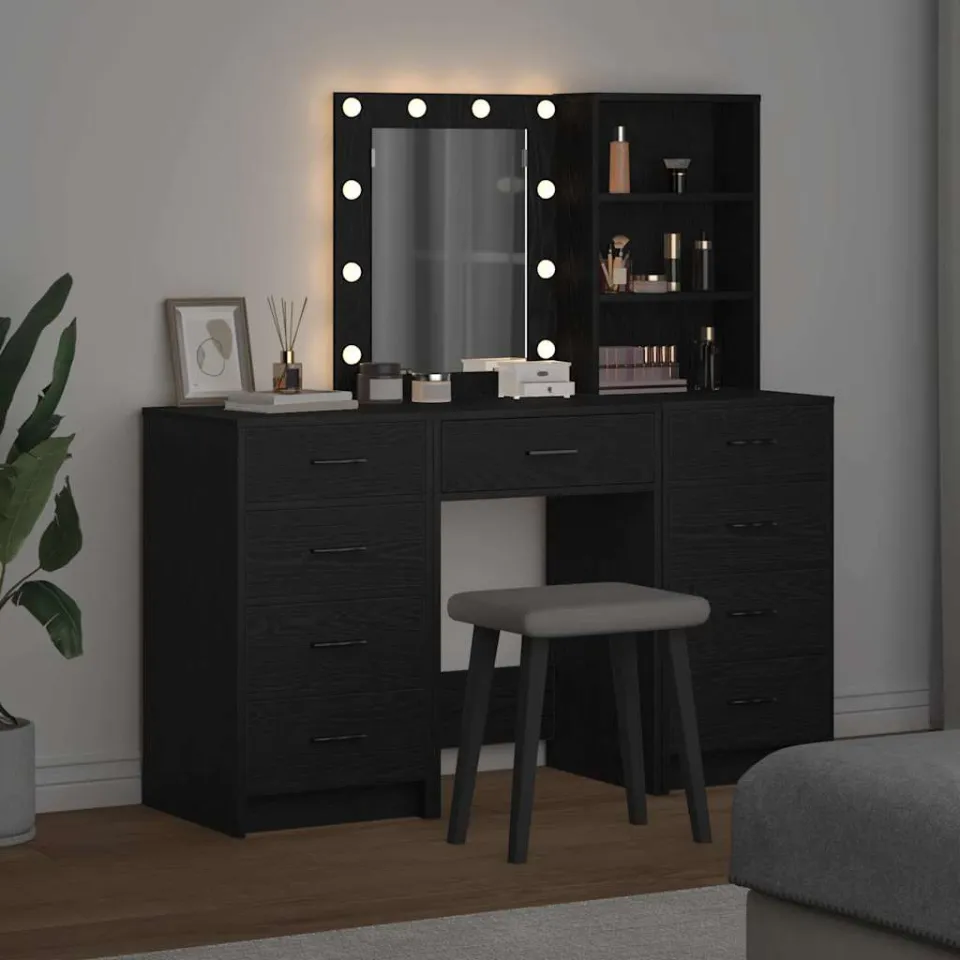 vidaXL Plafondtafel 3 st Zwart 40 x 41 x 135 cm Bewerkt hout, foto 4