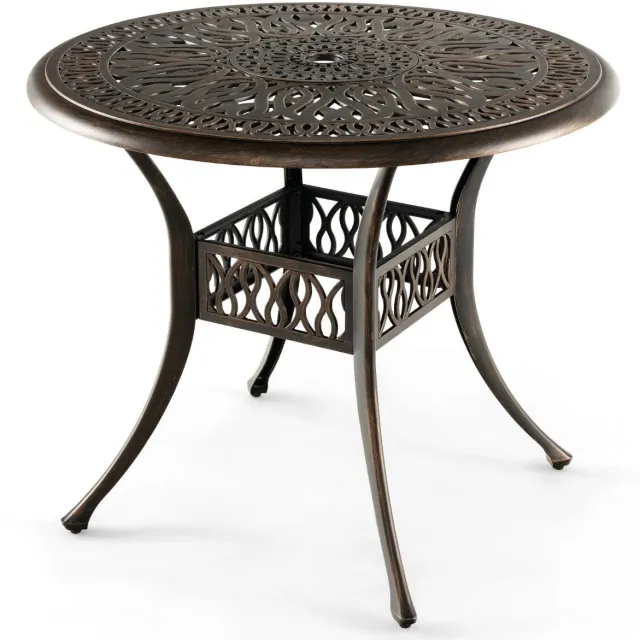 GranMaison Ronde Tuintafel - Ronde balkontafel - Voor Buitengebruik - Voor balkon - Outdoor-eettafel - Terras tafel - Balkon - Antiek bruin