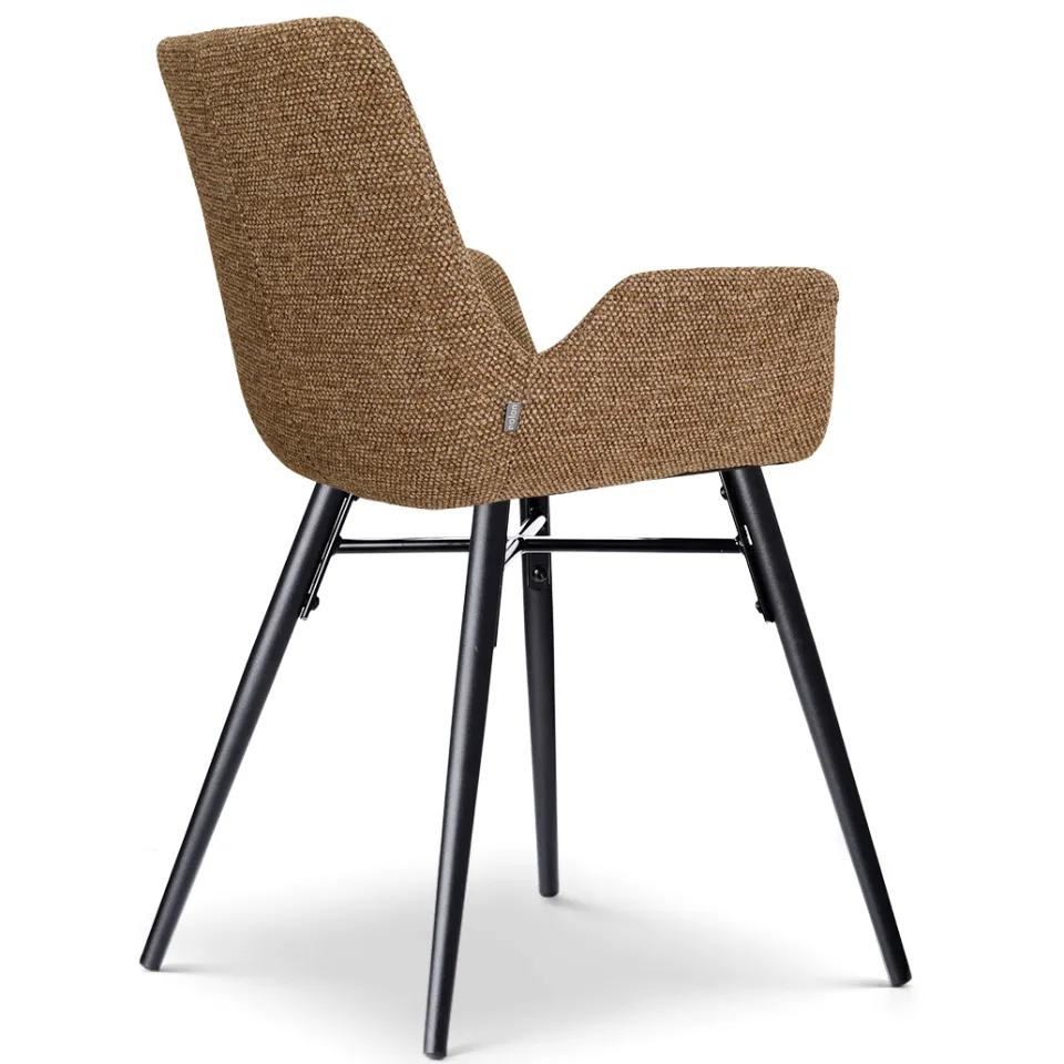 Nolon Nena-Eef eetkamerstoel bruin blend - zwart houten onderstel, foto 3