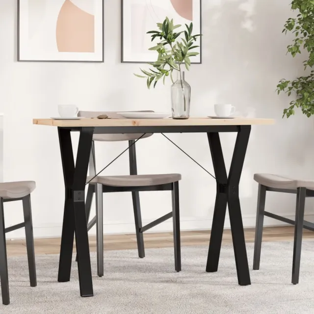 vidaXL Eettafel Y-frame 100x50x75,5 cm massief grenenhout en staal Bruin