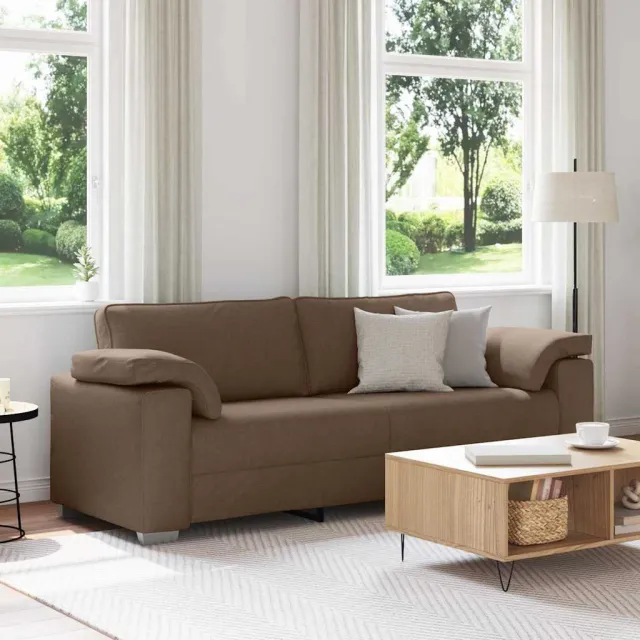 vidaXL 3-Zits Bank Bruin 220 cm Stof