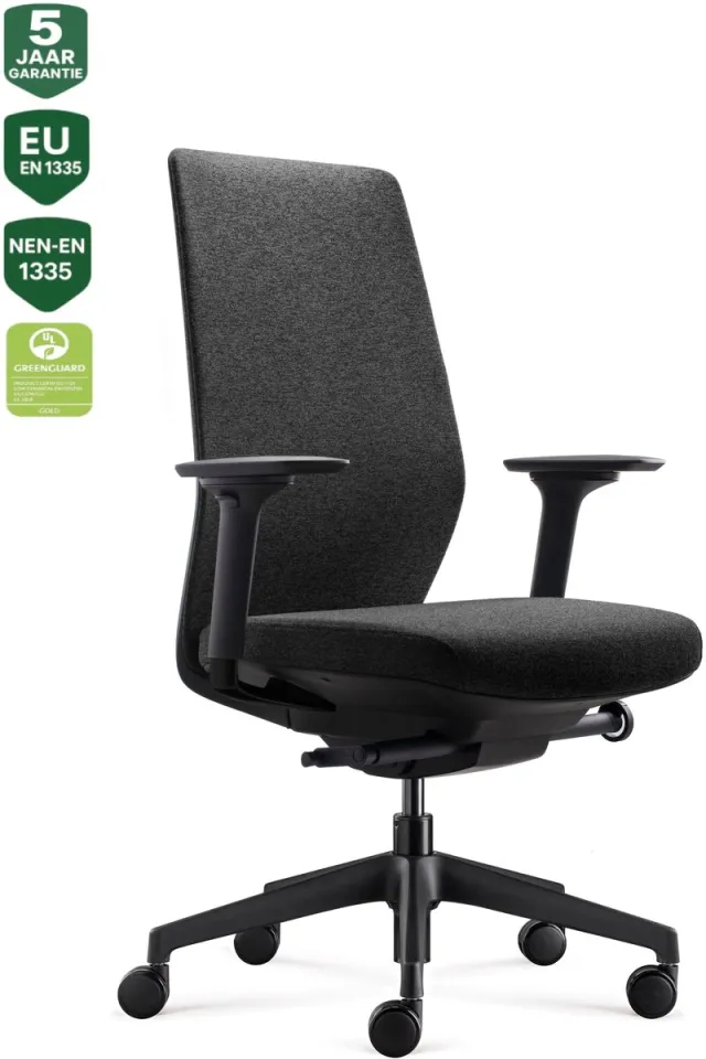 Bens 861-Synchro-3 Grijs - Ergonomische Bureaustoel - Bureaustoel voor volwassenen - Kantoorstoel - Luxe Donati Synchro Tenchen mechaniek - GREENGUARD GOLD - NEN-EN1335 & ARBO normen