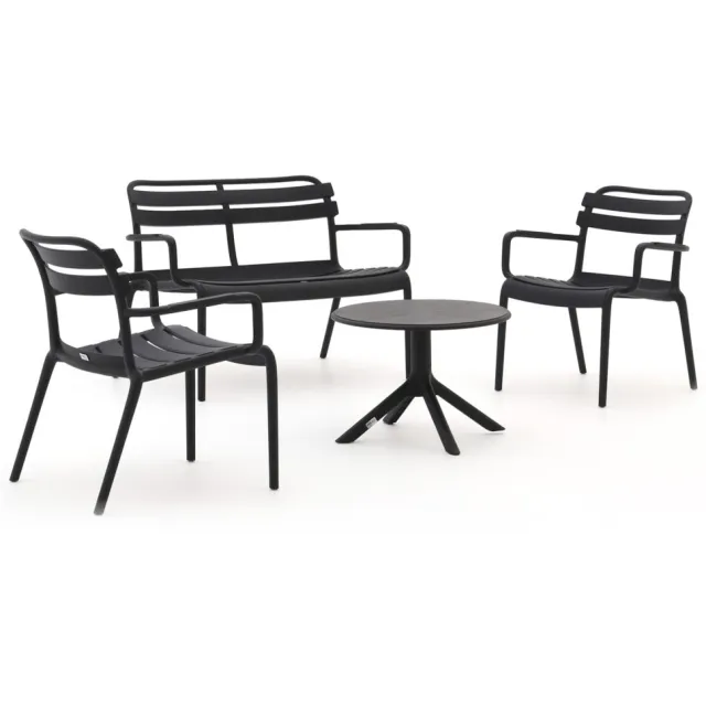 Forza Furniture Forza Vico/Rieti ø60 stoel-bank loungeset 4-delig Zwart