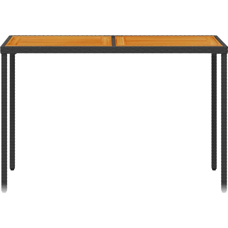 vidaXL Tuintafel met acaciahouten blad 115x54x74 cm poly rattan zwart, foto 4