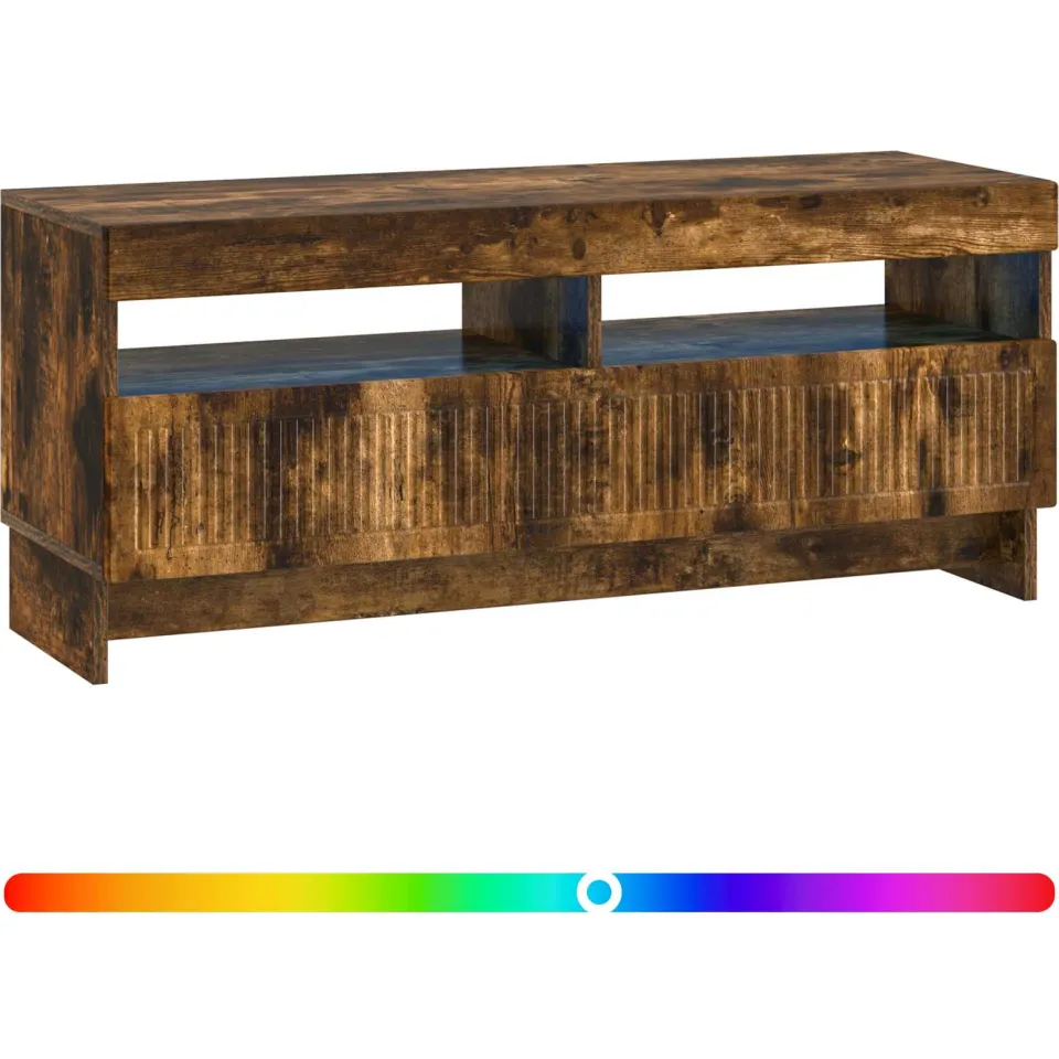 vidaXL LED tv-meubel EDE 100 x 35 x 43 cm Gerookt eiken Bewerkt hout Bruin
