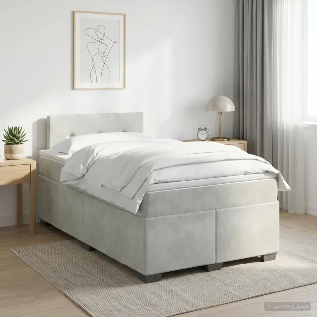 vidaXL Boxspringbed met matras Lichtgrijs 120 x 200 cm Fluweel