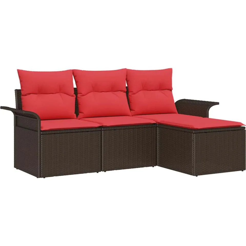 vidaXL Tuin Sofa Set 4 st Bruin poly rattan