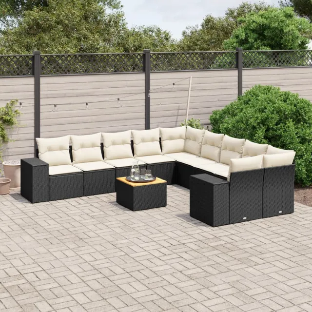 vidaXL Patio Sofa Set 10-zits Black and Cream, foto 2