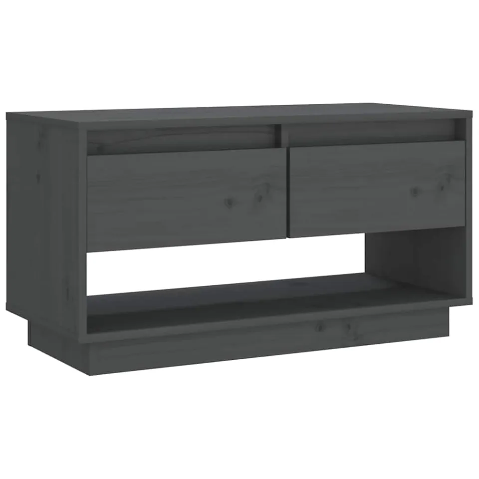 vidaXL Tv-meubel 74x34x40 cm massief grenenhout grijs