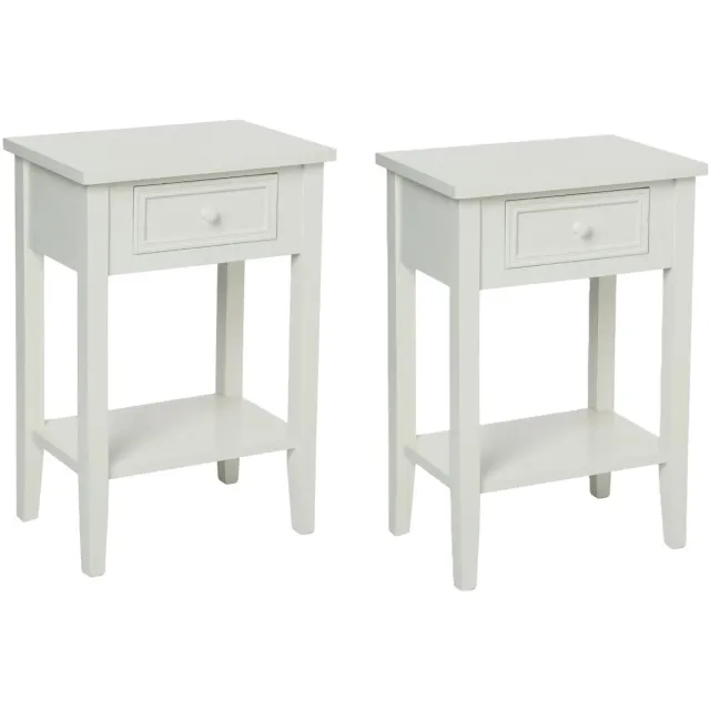 Atmosphera Nachtkastje Charm - 2x - Moderne stijl - MDF hout - met lade - 45 x 30 x 67 cm Wit