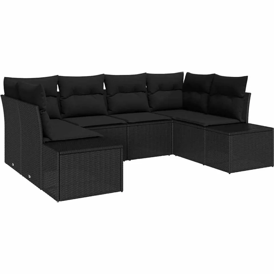 vidaXL Tuin Sofa Set 6 st Zwart poly rattan