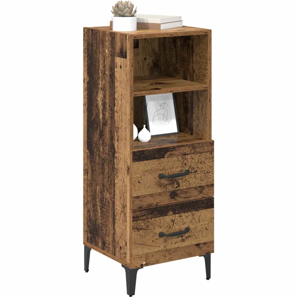 vidaXL Dressoir Oud hout 34 x 34.5 x 90 cm Bewerkt hout Bruin