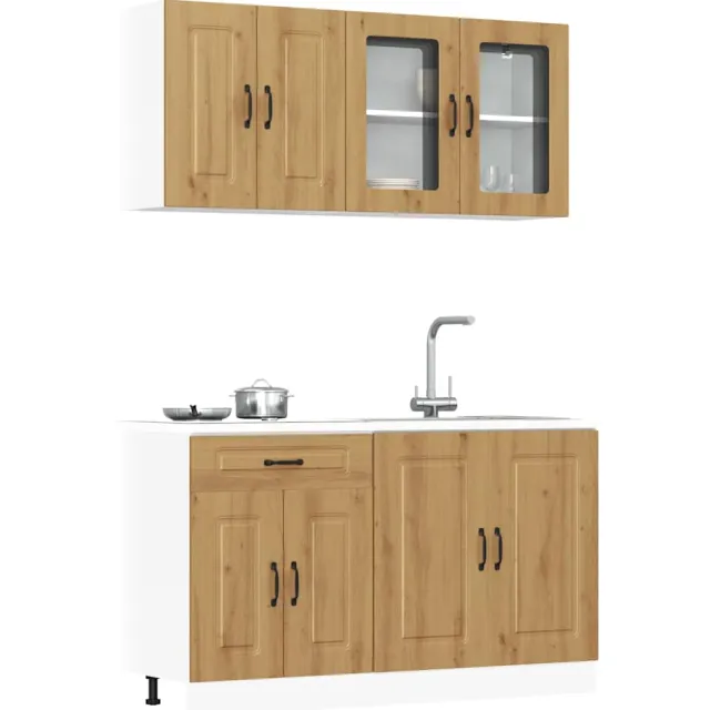 vidaXL 4-delige Keukenkastenset Kalmar bewerkt hout artisanaal eiken