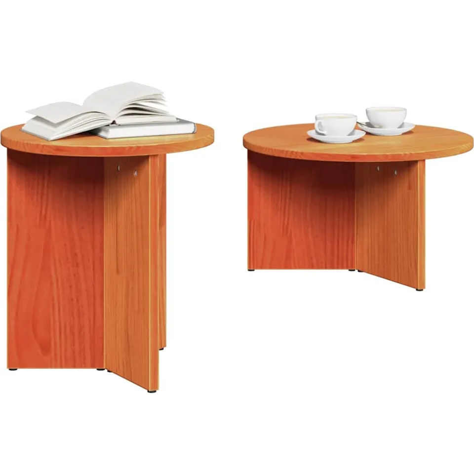 vidaXL Salontafel 2 st Wasbruin 49 x 49 x 28 cm Massief grenenhout