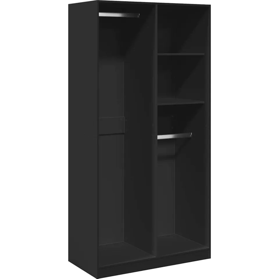 vidaXL Kledingkast 100x50x200 cm bewerkt hout zwart, foto 3