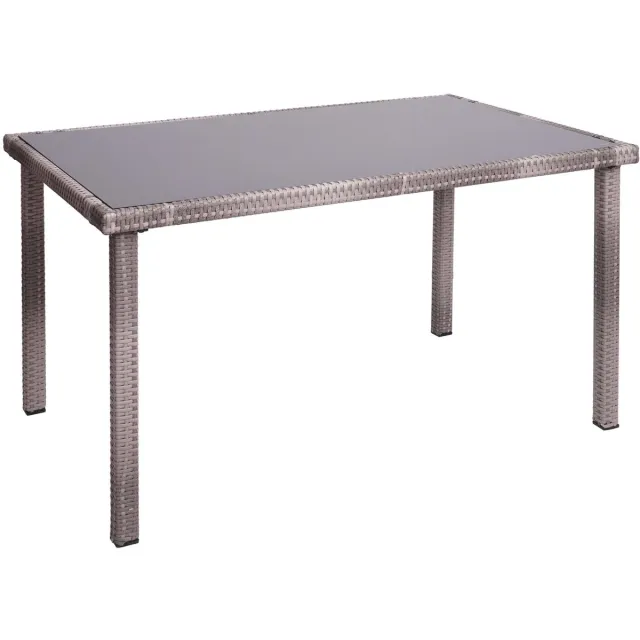MCW Poly-rotan tafel MCW-G19, tuintafel/balkontafel, 120x75 cm ~ grijsbruin