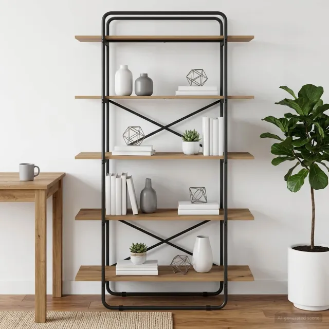 vidaXL Boekenrek 5-laags 100 x 35 x 175,5 cm PB Artisanaal eiken, foto 2