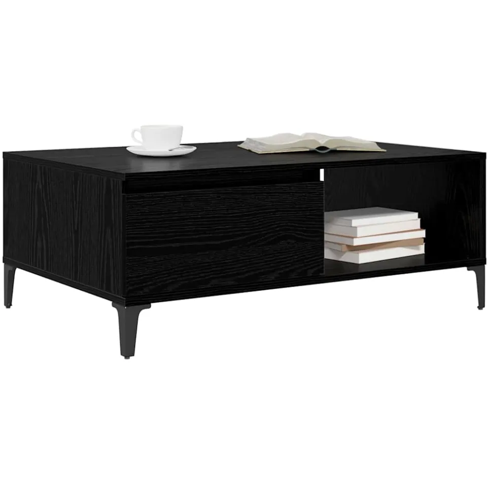 vidaXL Salontafel Zwart eiken 90 x 60 x 35 cm Bewerkt hout