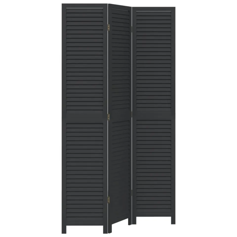 vidaXL Kamerscherm met 3 panelen massief paulowniahout zwart