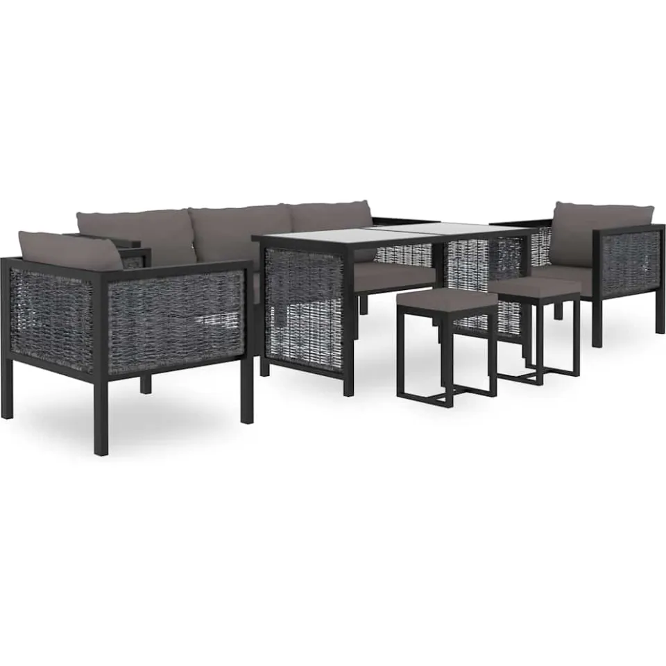 vidaXL 8-delige Loungeset met kussens poly rattan antraciet, foto 4