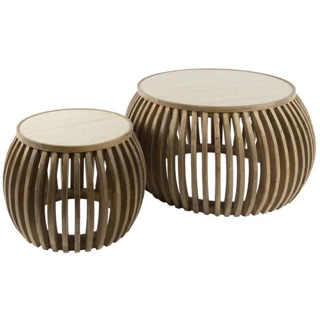 AnLi Style Salontafel set/2 curve Nuovo travertin Naturel