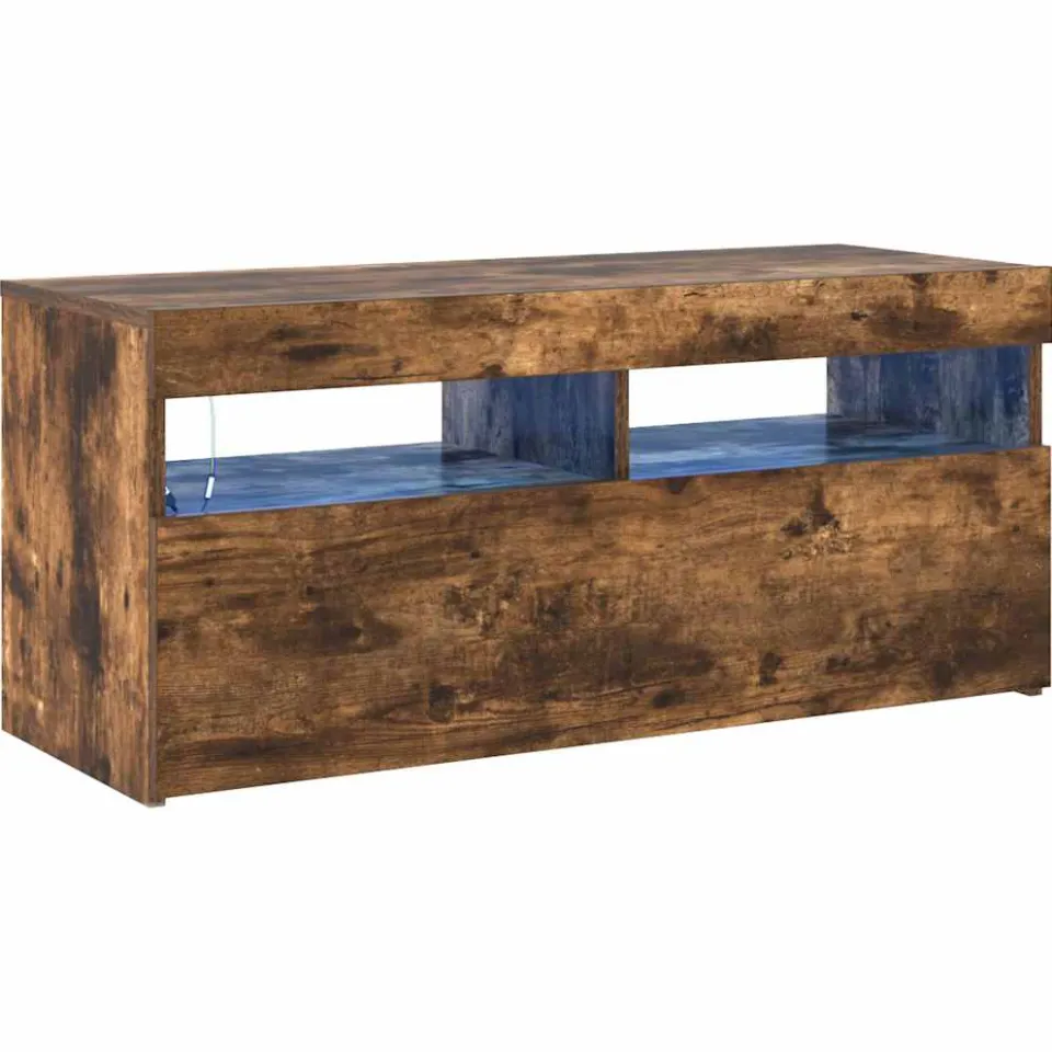 vidaXL Tv-meubel met LED-verlichting 90x35x40 cm gerookt eikenkleurig Bruin