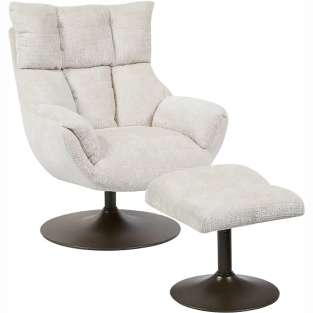 Meubelplaats Force Fauteuil met voetenbank - Cremona 02 sand (draaibaar)