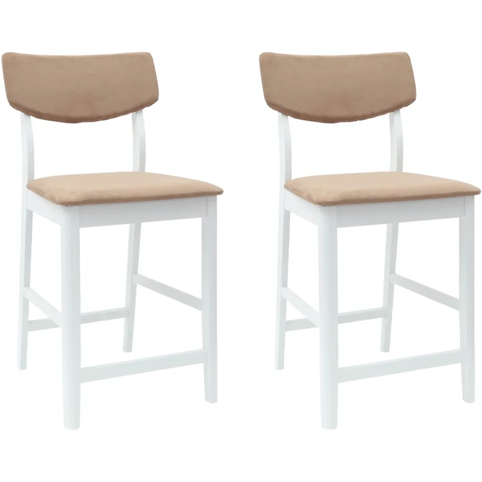 vidaXL Eettafelstoelen 2 st Massief Rubberhout Wit 48 x 49 x 95 cm