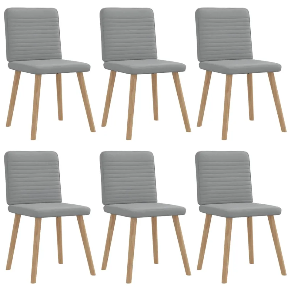 vidaXL Eetkamerstoelen 6 st stof lichtgrijs grijs, foto 3
