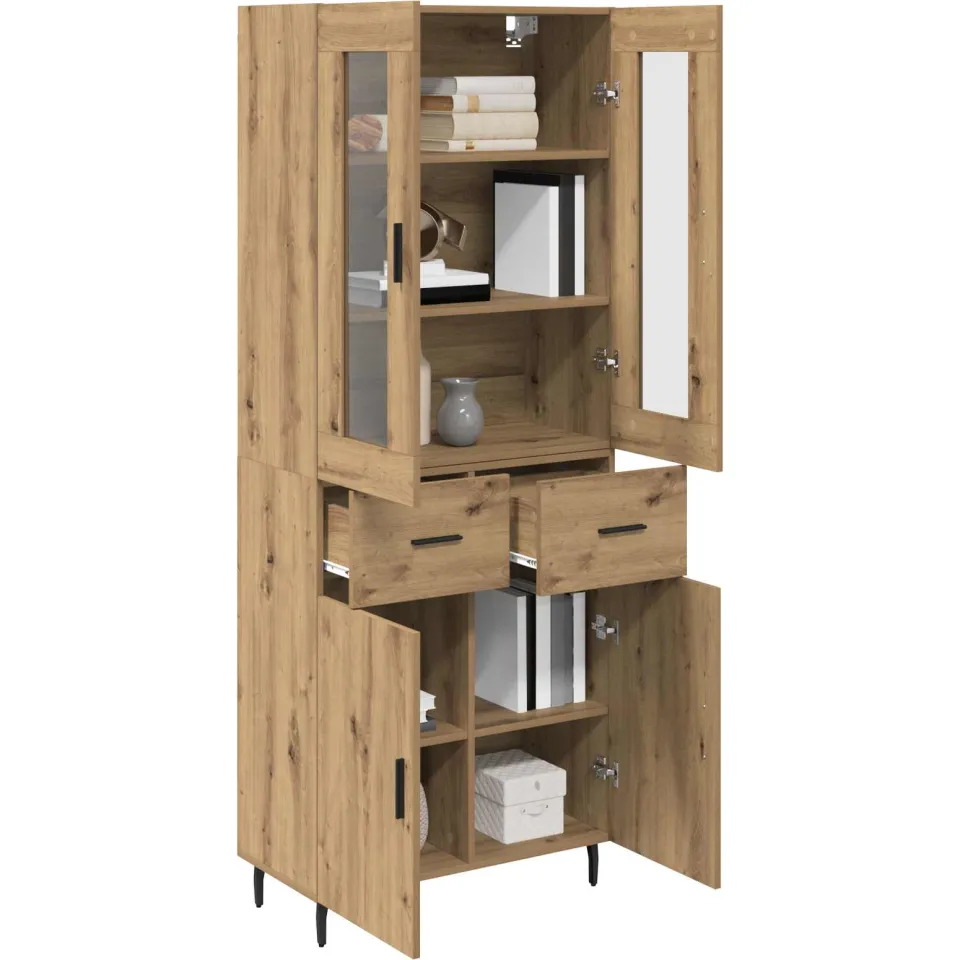 vidaXL Hoge kast 2 st Artisan Eiken 69,5 x 34 x 180 cm Bewerkt hout Bruin
