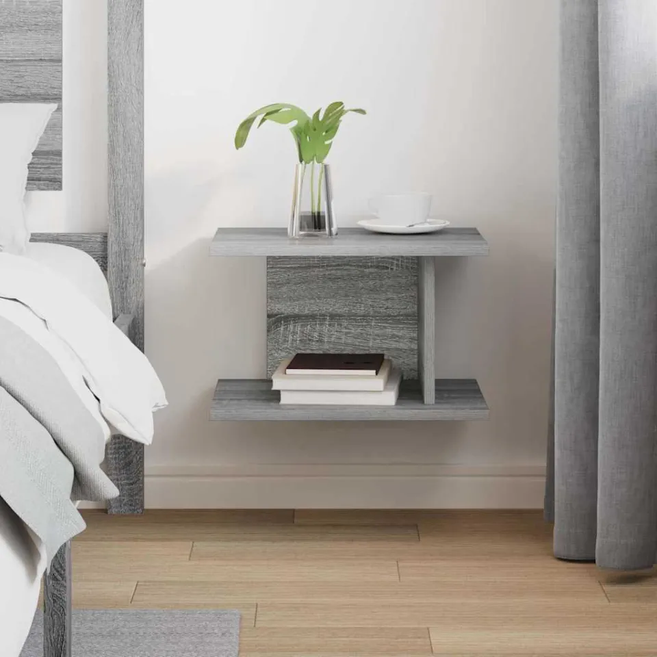 vidaXL Nachtkastje Grijs Sonoma 40 x 30 x 25 cm Bewerkt hout, foto 4