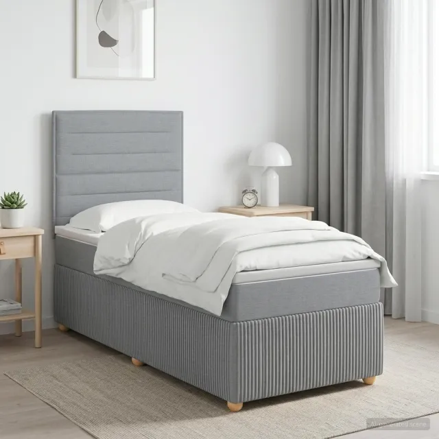 vidaXL Boxspringbed met matras Lichtgrijs 90 x 200 cm Stof