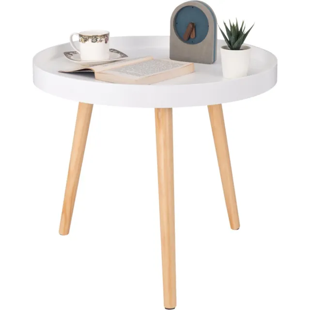 Bolt Edge Bijzettafel - Rond - Koffietafel - Modern Ontwerp - 50x44cm Wit
