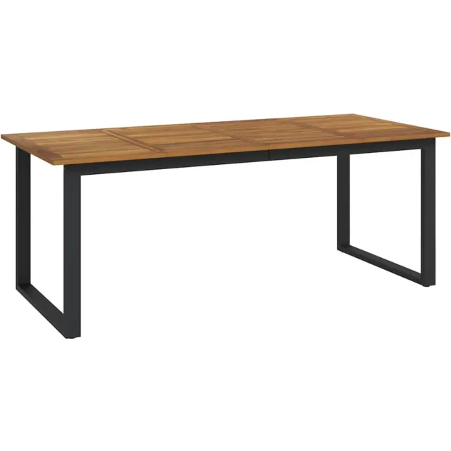 vidaXL Tuintafel - met - U-vormige - poten - 200x90x75 - cm - massief - acaciahout zwart
