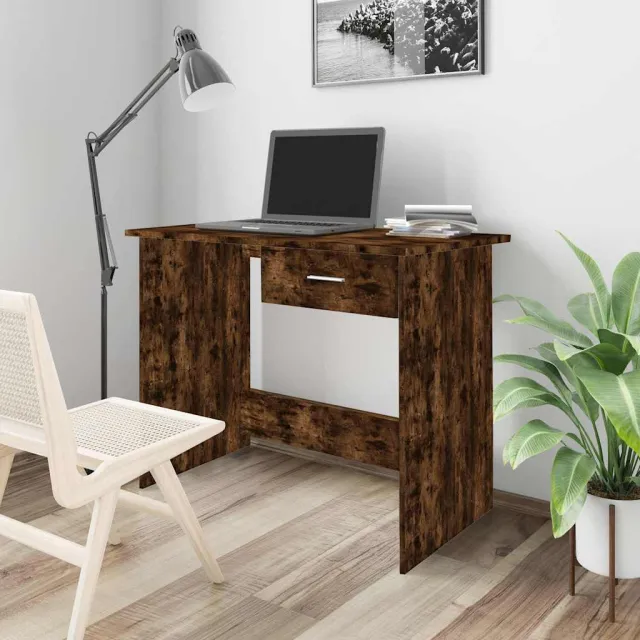 vidaXL Bureau 100x50x76 cm bewerkt hout gerookt eikenkleurig, foto 2