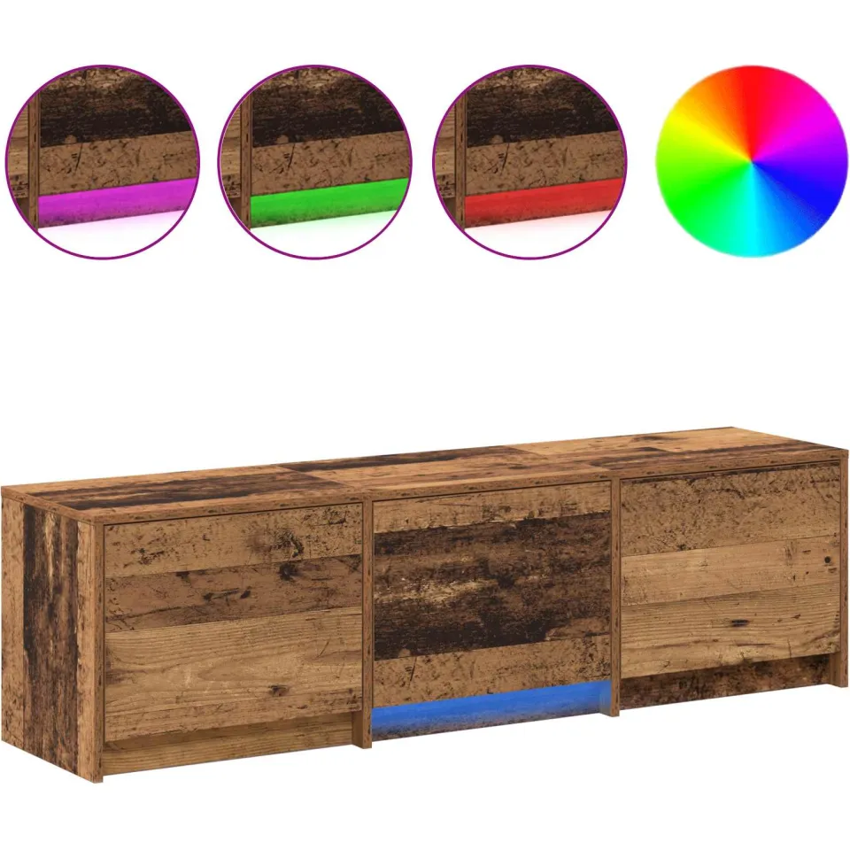 vidaXL TV-kast met LED 140 x 34 x 40 cm Oud hout Geconstrueerd hout bruin, foto 4
