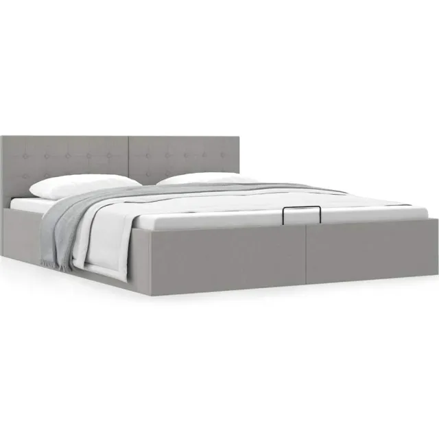 vidaXL Bedframe met hydraulische opslag stof lichtgrijs 160x200 cm