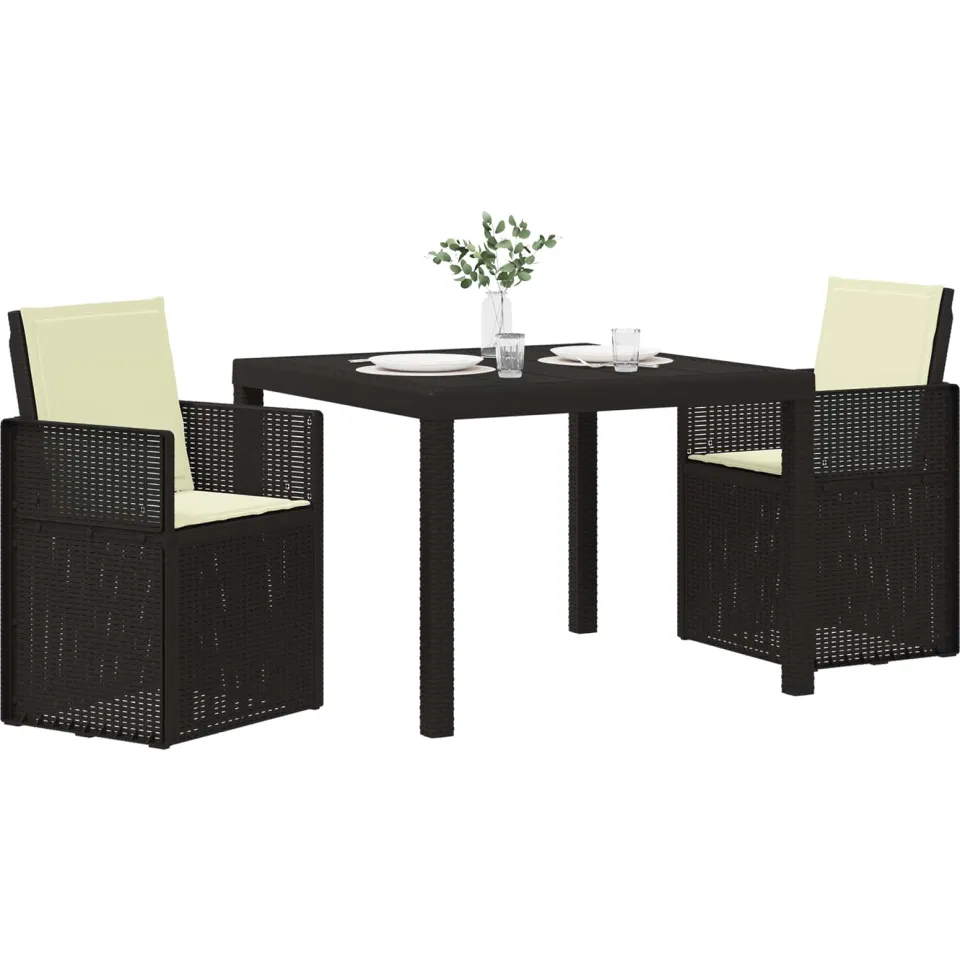 vidaXL Tuin eettafelset 3 st Antraciet- en crèmekleurig PP, foto 3