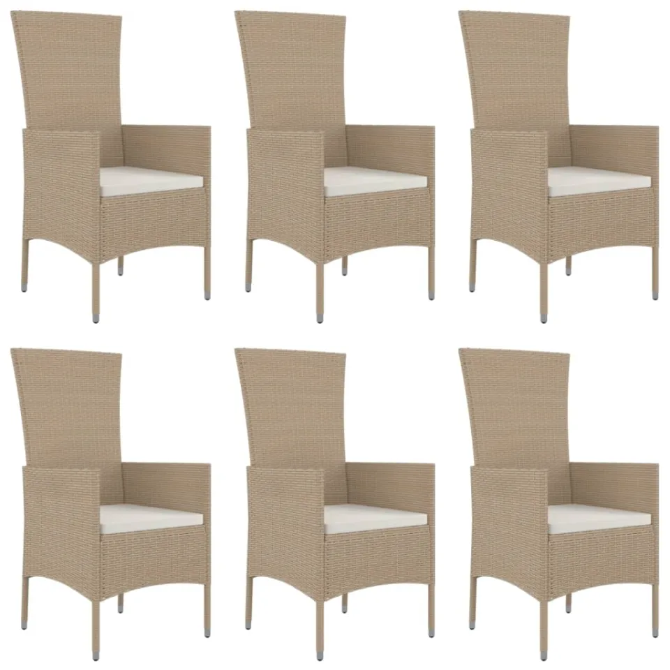 vidaXL 7-delige Tuinset met kussens poly rattan beige, foto 3