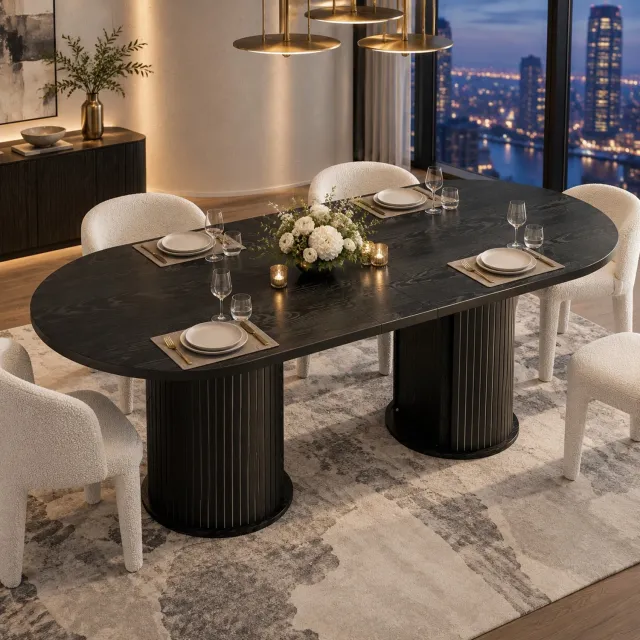 Wishdor Uitschuifbare eettafel - Verborgen opbergruimte en vier standen - Metalen grepen en binnenframe - Modern voor eetkamer en werkplek - MDF en metaal - Zwart - 150-190 x 80 x 75 cm