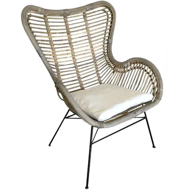 van der Leeden Rotan Vlinderstoel - 70x76x90 cm grijs