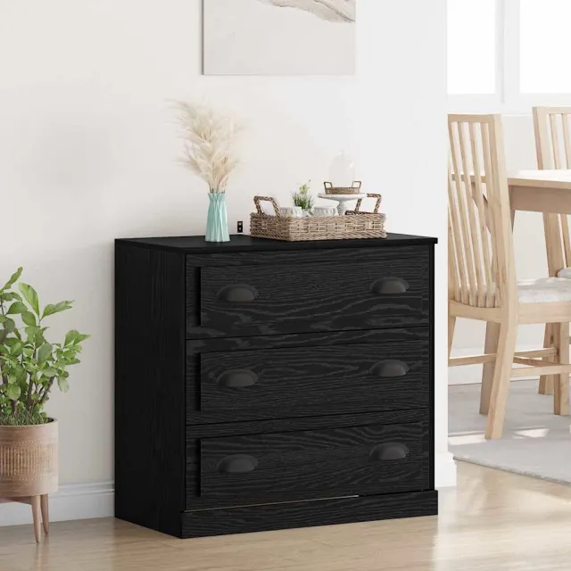 vidaXL Dressoir Zwart Eiken 70 x 35,5 x 67,5 cm Bewerkt hout, foto 2