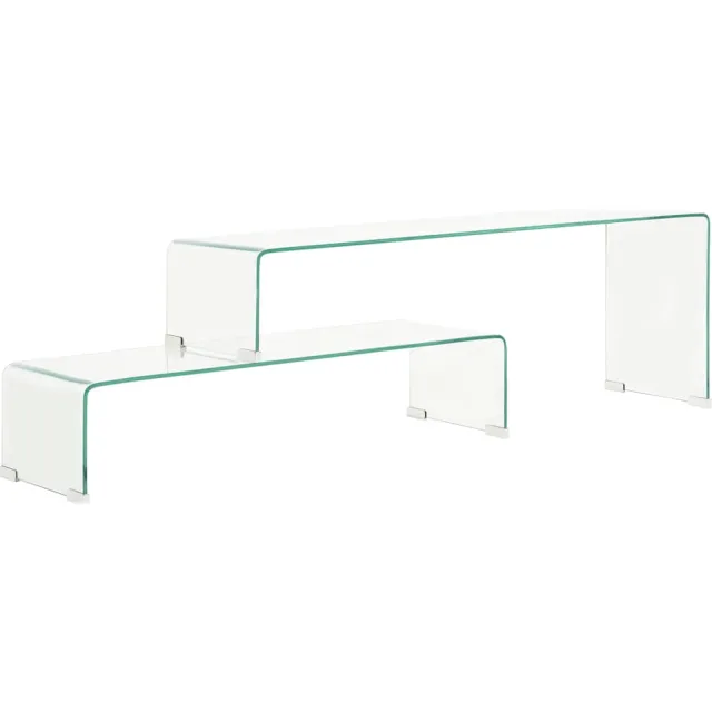 vidaXL 2-delige salontafelset 90x30x20/110x30x40 cm gehard glas transparent, foto 2