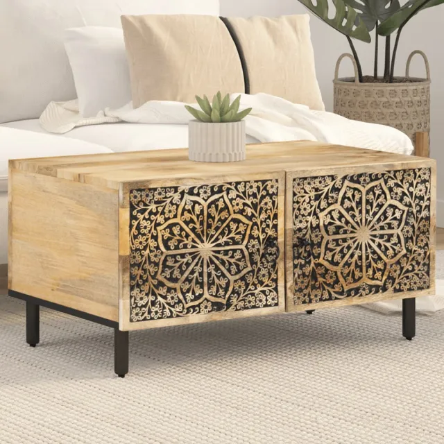 vidaXL Salontafel 80x50x40 cm massief mangohout bruin, foto 2