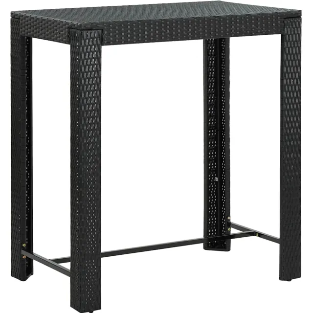 vidaXL Tuinbartafel 100x60,5x110,5 cm poly rattan zwart