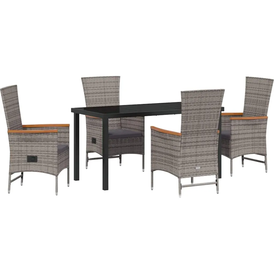 vidaXL Tuin eettafelset 5 st Grijs Gepoedercoat staal