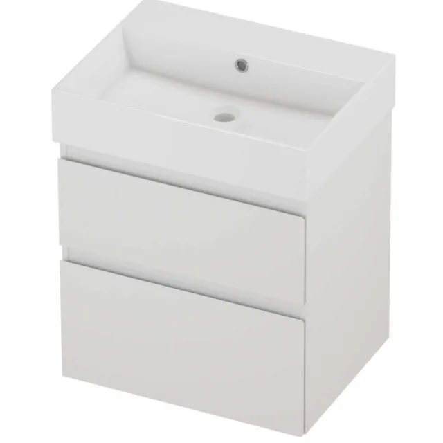Proline Zara Badmeubelset Porselein Loft Zonder Kraangat 60x46x73 cm Glans Wit Glans Wit