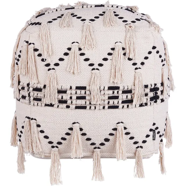 Beliani THONDI - Poef - Beige - 45 cm - Katoen