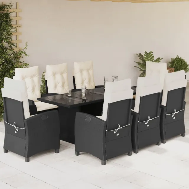 vidaXL 9-delige Tuinset poly rattan zwart, foto 2