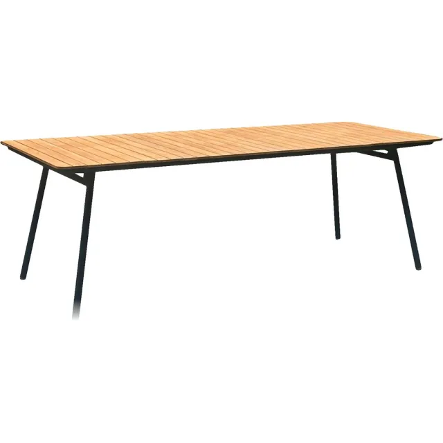 House Nordic Tuintafel Cleveland - Teak - Naturel/Zwart - 220cm